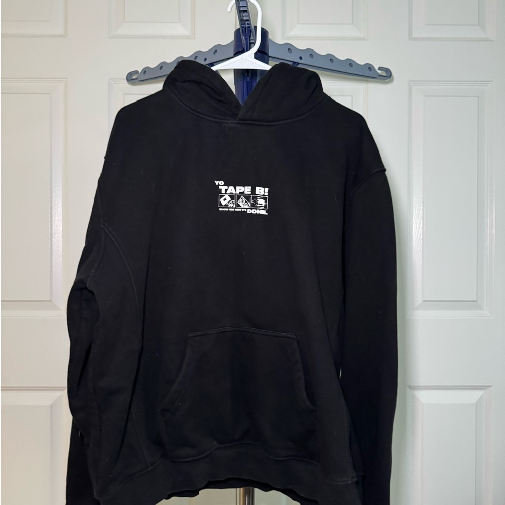 Tape B Black Hoodie with Stash Pockets
